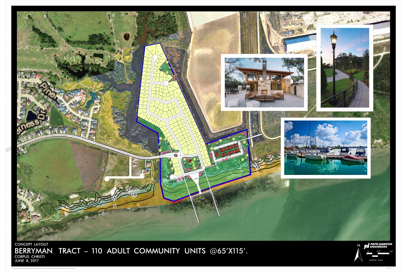 Historical mixed-use concept labeled 110 adult community units